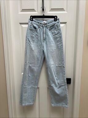 OAK + FORT Light Blue High-Rise Straight Jeans